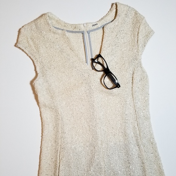 L'Agence Cap Sleeve Metallic Shimmer Tweed Dress - Picture 3 of 8